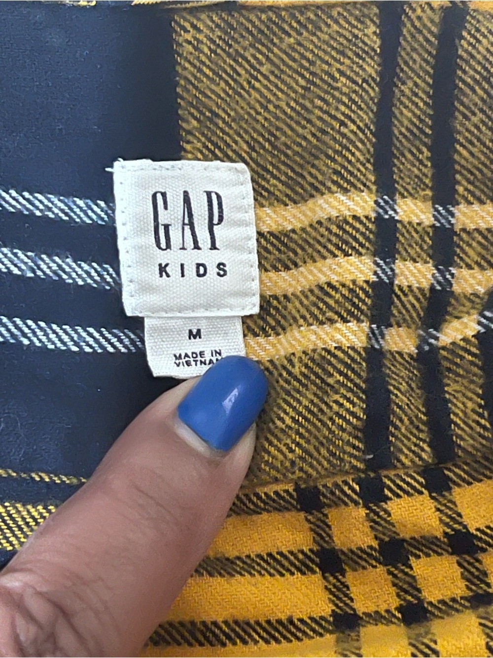 GAP Kids Yellow and Black Plaid Shirt Jacket with Navy Accents